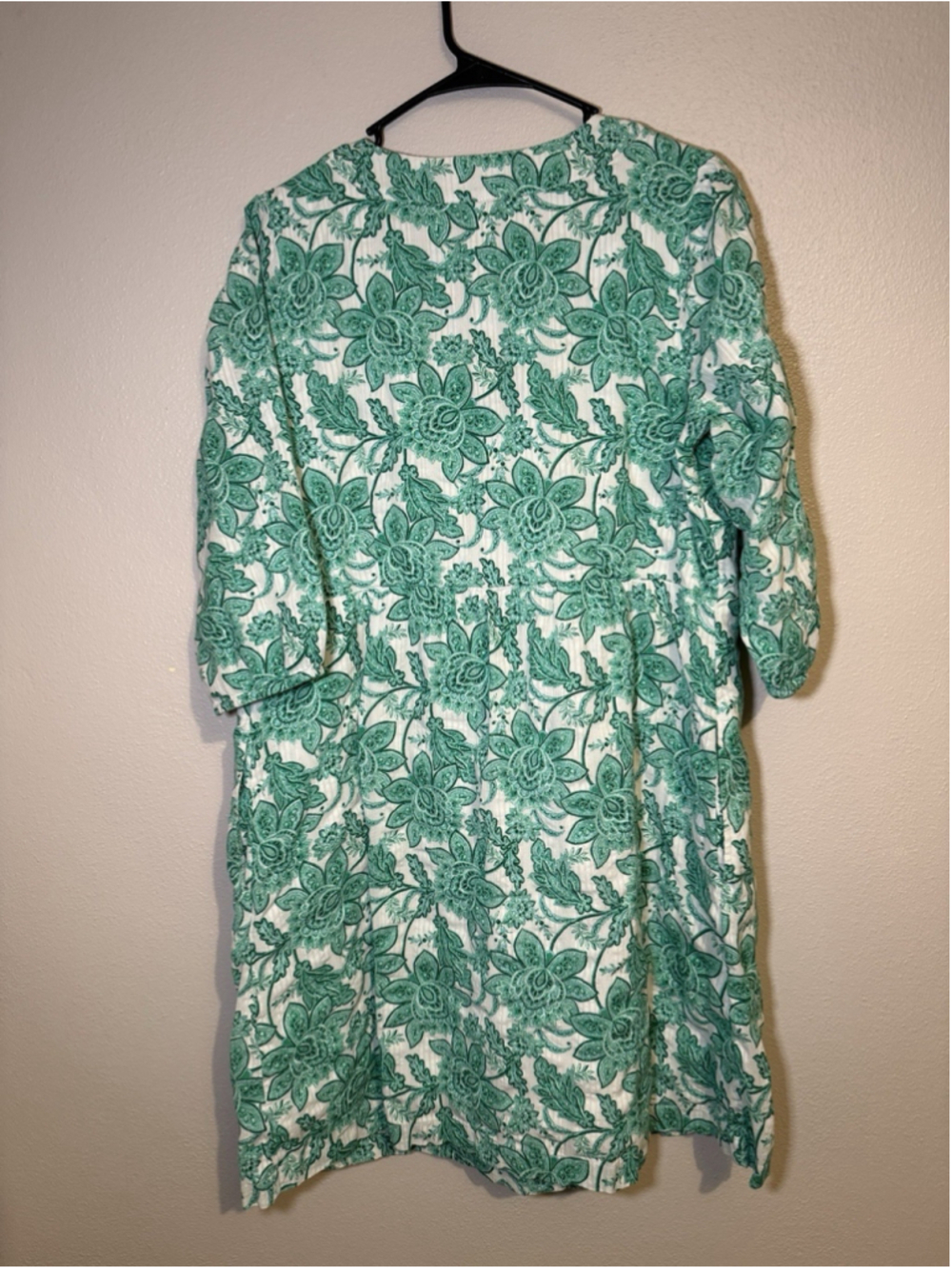 J. Jill Women's A-Line Swing Dress Green Papaya Etched Sarassa Sz M 100% Cotton - Picture 5 of 5